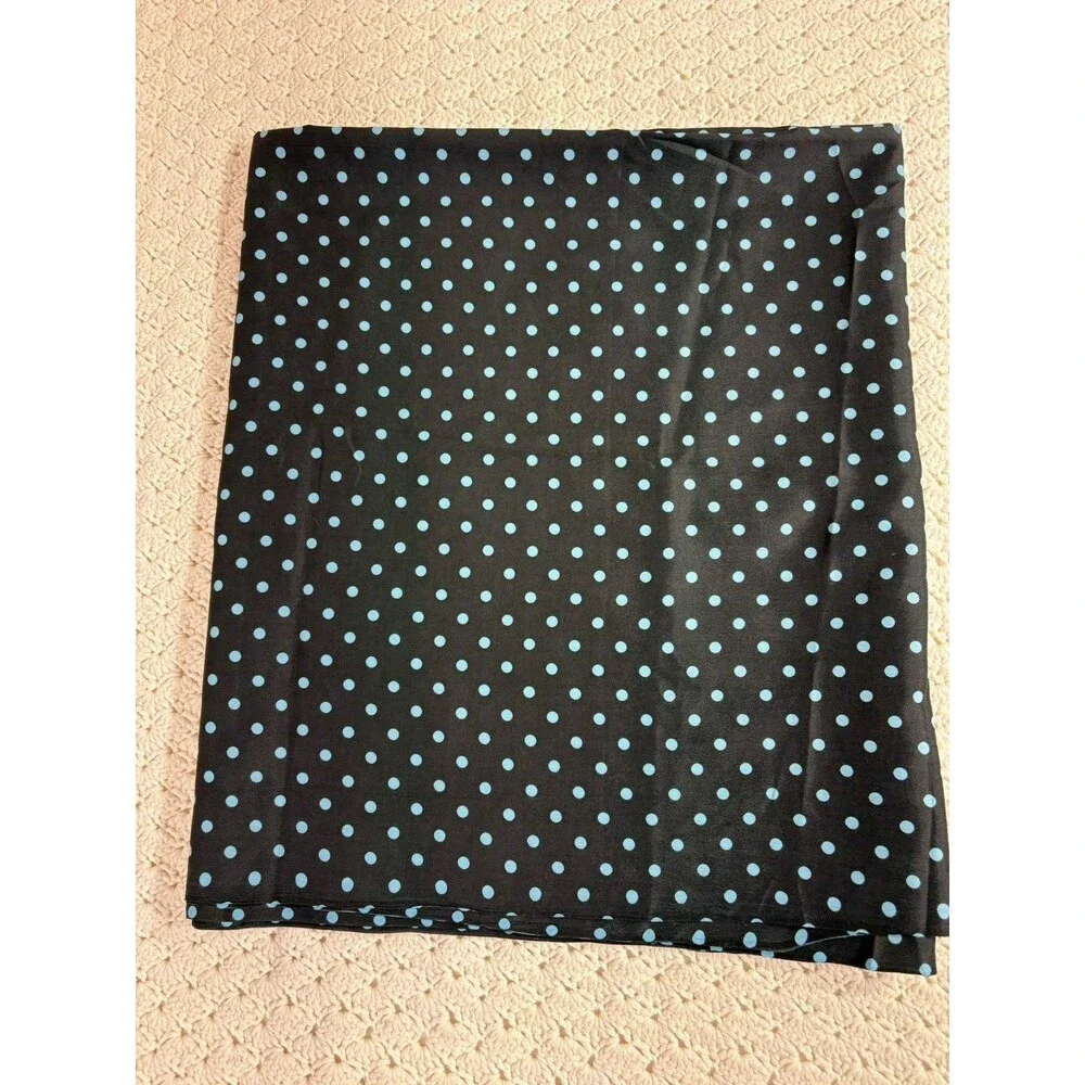 Fabric Vintage Dacron Polyester Black Blue Polka Dot 4 Yds 42